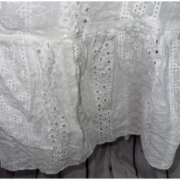NWT LULUS Women’s Sicilian Sun White Eyelet Ruffled Lace-Up Midi Dress Medium - Picture 4 of 9